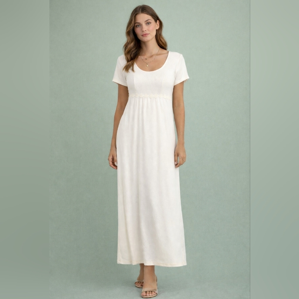 Vtg Byer Too! Prarie Midi Dress Sz. 11/L Floral Daisy Chain Cottagecore Bridal